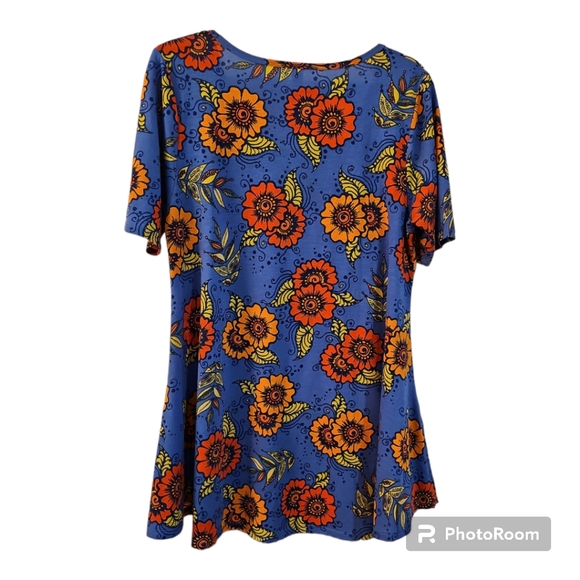 Lularoe Perfect T, blue, orange, light green, small - Picture 2 of 7